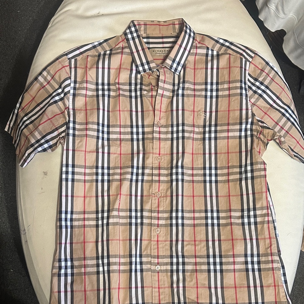 Burberry Men's Plaid Shirt - Beige, Black, Red XXL